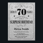 Verrassend 70th Birthday Black en Silver Glitter Kaart<br><div class="desc">Verrassend 70th Birthday Invitation Black en Silver Glitter Typografie. Zwart en zilver glitter achtergrond. Volwassen verjaardag. Mannelijke Mannen of vrouwen: Birthday. Kinder jongen of meisje Lady Teen Teenage Bday Invite. 13e 15e 16e 18e 21e 30e 40e 50e 60e 70e 80e 90e 100e. Elke leeftijd. Voor verdere aanpassing, te klikken gelieve...</div>