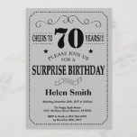 Verrassend 70th Birthday Black en Silver Grey Kaart<br><div class="desc">Verrassend 70th Birthday Invitation Black en Silver Grey Typografie. Zwarte en Zilver grijze achtergrond. Volwassen verjaardag. Mannelijke Mannen of vrouwen: Birthday. Kinder jongen of meisje Lady Teen Teenage Bday Invite. 13e 15e 16e 18e 21e 30e 40e 50e 60e 70e 80e 90e 100e. Elke leeftijd. Voor verdere aanpassing, te klikken gelieve...</div>