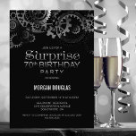 Verrassend 70th Birthday Black Silver Steampunk Kaart<br><div class="desc">Organiseer je 70ste verjaardag en nodig je vrienden uit met deze uitnodiging voor een zwarte en zilveren steampunk.</div>