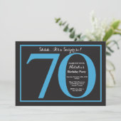 Verrassend 70th Birthday Blue en Black Chalkboard Kaart (Staand voorkant)