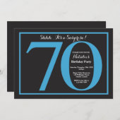 Verrassend 70th Birthday Blue en Black Chalkboard Kaart (Voorkant / Achterkant)