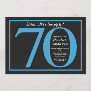 Verrassend 70th Birthday Blue en Black Chalkboard Kaart