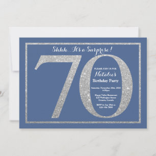 Verrassend 70th Birthday Blue en Silver Glitter Kaart