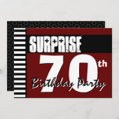 Verrassend 70th Birthday Red en Black V02 Kaart (Voorkant / Achterkant)