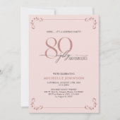 Verrassend 80 & Fabulous Blush Pink & Black Birthd Kaart (Voorkant)