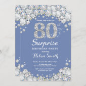 Verrassend 80e verjaardag Blue Silver Diamond Kaart (Voorkant / Achterkant)
