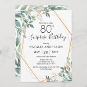 Verrassend 80e verjaardag Eucalyptus Greenery & Go Kaart (Voorkant / Achterkant)