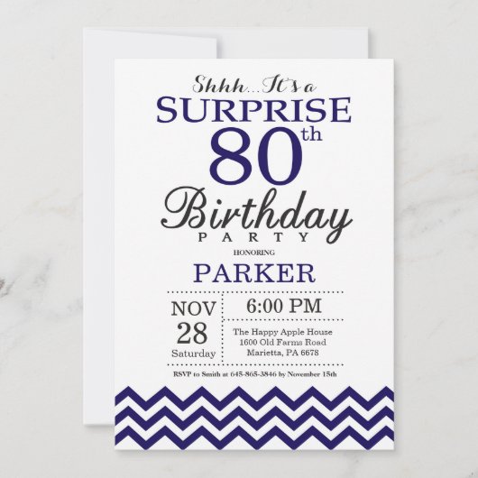 Verrassend 80e verjaardag marinier Blauwe Chevron Kaart (Voorkant)