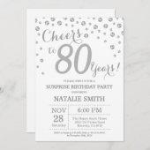 Verrassend 80e verjaardag Silver Glitter Diamond Kaart (Voorkant / Achterkant)