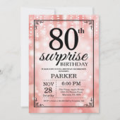 Verrassend 80e verjaardag Uitnodiging Roze Glitter (Voorkant)