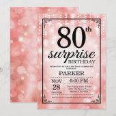 Verrassend 80e verjaardag Uitnodiging Roze Glitter (Voorkant / Achterkant)