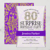 Verrassend 80e verjaardag - White Gold Paars Kaart (Voorkant / Achterkant)