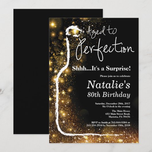 Verrassend 80e verjaardag wijn met een perfecte ve kaart (Voorkant / Achterkant)