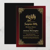 Verrassend 80e verjaardag zwarte rode gouden donke kaart (Voorkant / Achterkant)