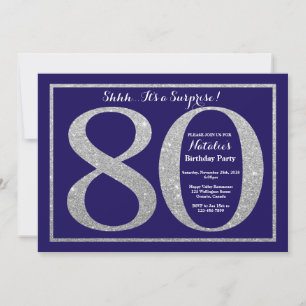 Verrassend 80e zeemaand blauw zilveren glitter kaart