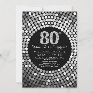 Verrassend 80th Birthday Black en Silver Glitter Kaart