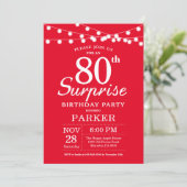 Verrassend 80th Birthday Invitation Red Kaart (Staand voorkant)