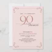 Verrassend 90 & Fabulous Blush Pink & Black Birthd Kaart (Voorkant)