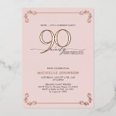 Verrassend 90 & Fabulous Pink Rose Gold-dag Folie Uitnodiging (Voorkant)