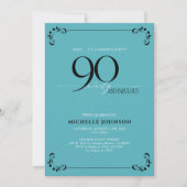 Verrassend 90 & Fabulous Turquoise & Black Birthda Kaart (Voorkant)