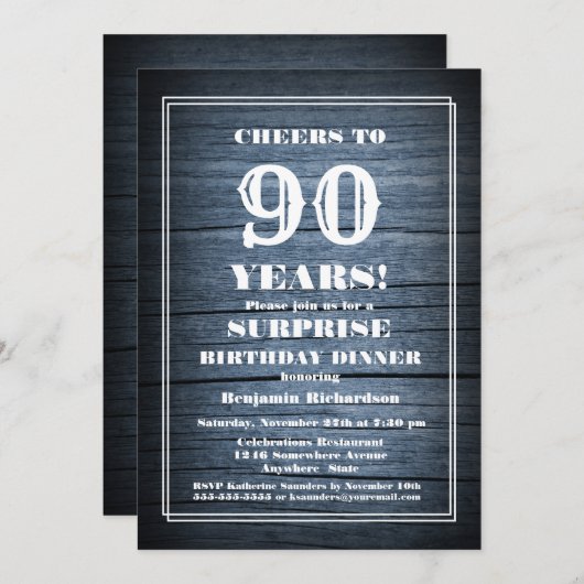 Verrassend 90-jarig verjaardagsdiner in country-wo kaart (Voorkant / Achterkant)