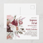 Verrassend 90e verjaardag Burgundy Blush Pink Flor Briefkaart (Voorkant / Achterkant)