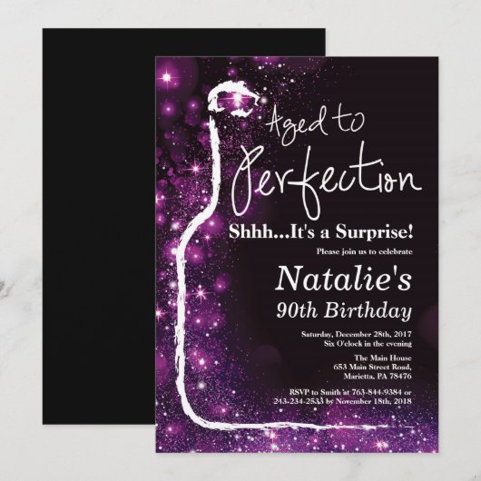 Verrassend 90e verjaardag wijn met perfecte perfec kaart (Voorkant / Achterkant)