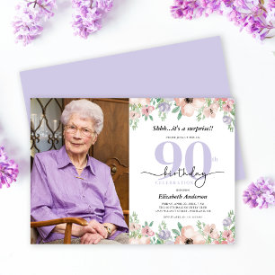 Verrassend 90ste verjaardagsfeest Elegante bloemen Kaart