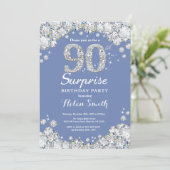 Verrassend 90th Birthday Blue Silver Diamond Kaart (Staand voorkant)