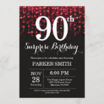 Verrassend 90th Birthday Invitation Red Glitter Kaart<br><div class="desc">Verrassend 90th Birthday Uitnodiging met Rode Koord Lichten met Rode Glitter Achtergrond. Rode verjaardag. Volwassen verjaardag. Mannen of vrouwen uitgenodigd. 13e 15e 16e 18e 21e 30e 40e 50e 60e 70e 90e 100e, elke leeftijd. Voor verdere aanpassing, te klikken gelieve de knoop "van de Aanpassing het"en ons ontwerphulpmiddel te gebruiken om...</div>