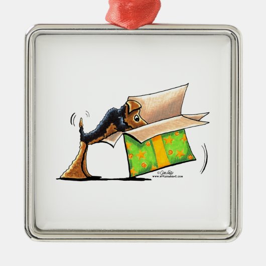 Verrassend: Airedale Welsh Terrier Metalen Ornament (Voorkant)