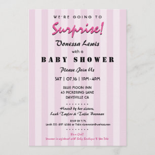 Verrassend Baby shower Roze Stripes Uitnodiging