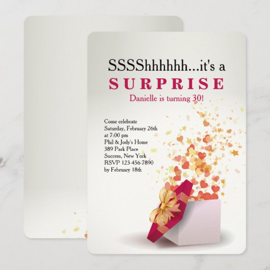 Verrassend! Birthday Uitnodiging (Voorkant / Achterkant)