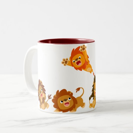 Verrassend! Cute Cartoon Lions Mok (Voorkant links)
