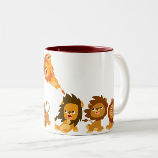 Verrassend! Cute Cartoon Lions Mok (Voorkant rechts)