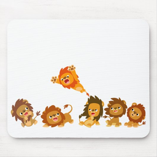 Verrassend! Cute Cartoon Lions Mousepad Muismat (Voorkant)