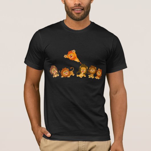 Verrassend! Cute Cartoon Lions T-Shirt (Voorkant)