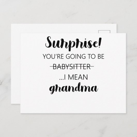 Verrassend dat je Babysitter oma gaat worden Briefkaart (Voorkant / Achterkant)