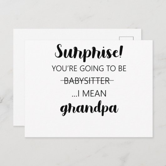 Verrassend dat je Babysitter opa gaat worden Briefkaart (Voorkant / Achterkant)