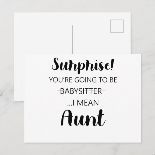 Verrassend dat je babysitter wordt briefkaart (Voorkant / Achterkant)
