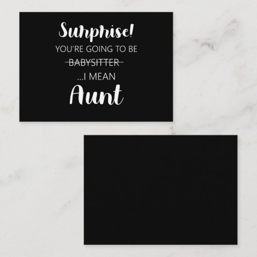Verrassend dat je babysitter wordt notitiekaartje (Voorkant / Achterkant)