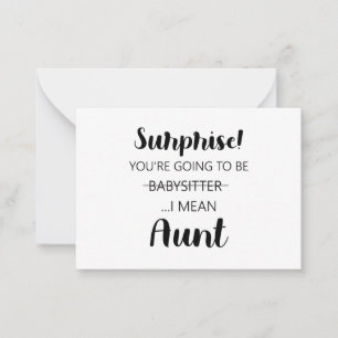 Verrassend dat je babysitter wordt notitiekaartje