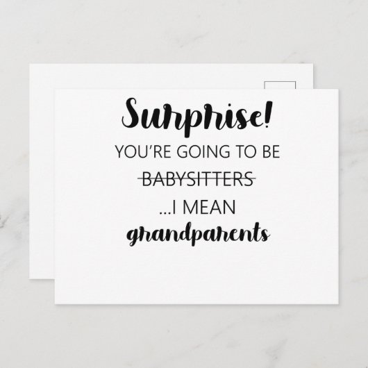 Verrassend dat je babysitters gaat zijn. briefkaart (Voorkant / Achterkant)
