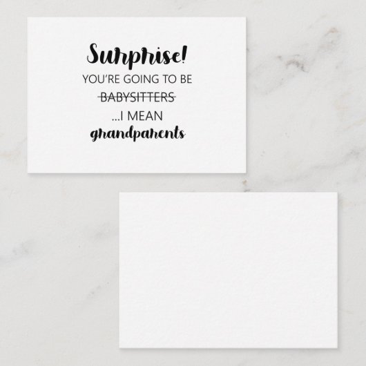 Verrassend dat je babysitters gaat zijn. notitiekaartje (Voorkant / Achterkant)