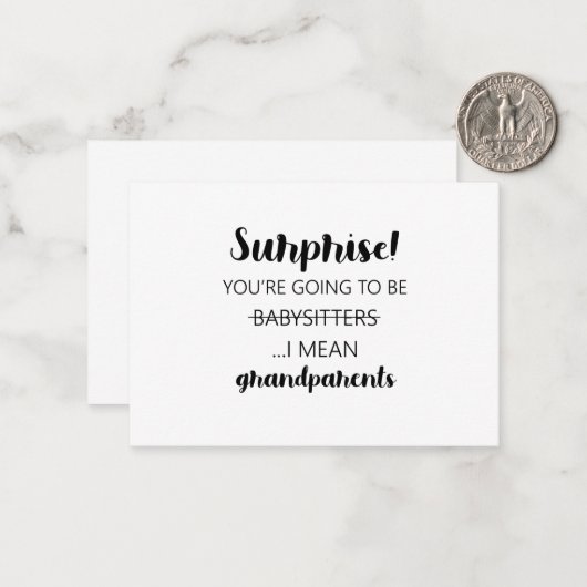 Verrassend dat je babysitters gaat zijn. notitiekaartje (Voorkant / Achterkant in situ)