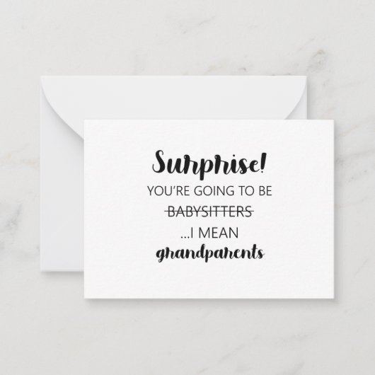 Verrassend dat je babysitters gaat zijn. notitiekaartje (Voorkant)