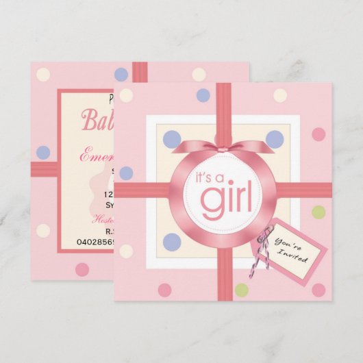 Verrassend! Het is een babymeisje Baby shower-uitn Kaart (Voorkant / Achterkant)