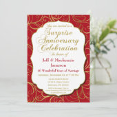 Verrassend Jubileum Uitnodiging Red Gold Swirl (Staand voorkant)