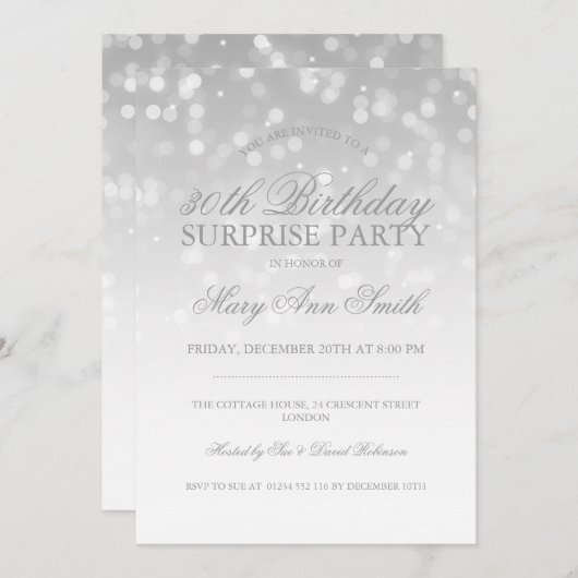 Verrassend licht op feestdag in Silver Bokeh Spark Kaart (Voorkant / Achterkant)