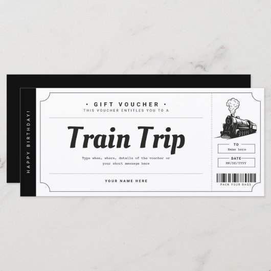 Verrassend reisbiljet met cadeaubon (Voorkant / Achterkant)